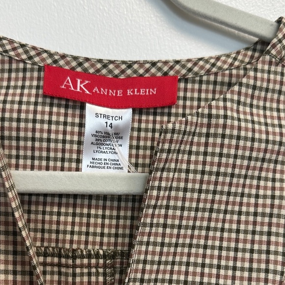 Anne Klein Beige Checkered Midi Dress - Picture 4 of 7